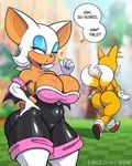 4:5 absurd_res age_difference anthro bat big_breasts big_butt breasts butt canid canine claws duo female fox hi_res lipstick lollipopcon makeup male male/female mammal miles_prower older_female rouge_the_bat sega sonic_the_hedgehog_(series) younger_male