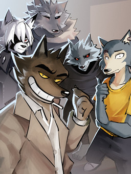 4_fingers 5_fingers anthro black_bottomwear black_clothing black_nose black_pants bottomwear brown_body brown_fur cheek_tuft clothing eyebrow_scar eyebrows facial_scar facial_tuft fingers footwear fur gesture grey_body grey_fur group hand_gesture intraspecies looking_at_viewer male mouth_closed notched_ear one_eye_closed pants red_eyes scar selfie shirt shoes smile thumbs_up topwear tuft white_body white_clothing white_footwear white_fur white_shoes yellow_clothing yellow_eyes yellow_shirt yellow_topwear diviously beastars dreamworks elden_ring fromsoftware mihoyo puss_in_boots_(franchise) the_bad_guys zenless_zone_zero blaidd_(elden_ring) death_(puss_in_boots) legoshi_(beastars) mr._wolf_(the_bad_guys) von_lycaon canid canine canis mammal wolf 2025 3:4 crossover english_description hi_res