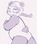 anthro belly blush butt clothing hat headgear headwear male simple_background slightly_chubby solo tight_clothing young young_anthro ra_tenpu lifewonders tokyo_afterschool_summoners alp_(tas) bear giant_panda mammal 2019