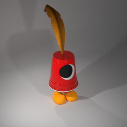 1_eye ambiguous_gender anthro clothing feathers hat_feather headgear headwear loose_feather pose solo standing unusual_anatomy suinart blender_cycles deltarune undertale_(series) animate_inanimate cuptain darkner mammal 1:1 2025 3d_(artwork) blender_(artwork) digital_media_(artwork)