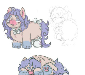 blue_eyebrows blue_eyes blue_markings bow_accessory bow_ribbon bow_tie closed_smile clothing covering covering_face eyebrows eyelashes female feral footwear fur hair markings mouth_closed pawpads pink_body pink_fur purple_hair purple_tail smile socks solo standing tail dogboy1828 fluffy_pony socks_(dogboy1828) fluffy_pony_(species) mammal absurd_res hi_res