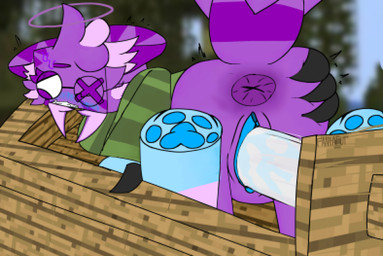 1_eye anthro anus background_image blue_paws blue_vulva boat bodily_fluids bottomless butt butt_grab claw_fingers clenched_teeth clothed clothing detailed_anus dildo dildo_in_vagina dildo_insertion doggystyle ears_down female female_penetrated footwear from_behind_position fucking_machine fur genitals halo hand_on_butt looking_at_viewer looking_back looking_back_at_viewer machine no_pupils outside penetration pink_body pink_fur pivoted_ears pixelated purple_body purple_fur scared sex sex_toy sex_toy_in_vagina sex_toy_insertion shake_lines shaking shark_tail socks solo stripes sweat sweatdrop sweater teeth teeth_showing topwear vaginal vaginal_penetration vehicle vulva watercraft white_eyes wood worried fantafur lychee_(fantafur) angel aquatic felid fish hybrid mammal pantherine shark tiger cel_shading flat_colors hi_res line_art shaded