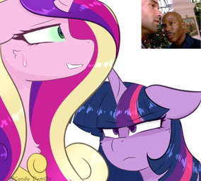 bodily_fluids disguise duo female feral frown horn regalia scowl sweat sweatdrop wings candy_b_black friendship_is_magic hasbro my_little_pony mythology queen_chrysalis_(mlp) twilight_sparkle_(mlp) changeling_(mlp) equid equine mammal mythological_creature mythological_equine winged_unicorn absurd_res hi_res meme