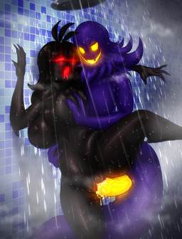 ahegao bathing big_breasts black_body bodily_fluids breasts detailed_background duo female fog genital_fluids genitals hair holding_breast long_hair looking_pleasured male male/female neck_tuft penetration penis purple_body red_eyes sex shower shower_sex showering smug tuft vaginal vaginal_fluids vaginal_penetration vein veiny_penis vulva water yellow_eyes aspenofsimpcon a_hat_in_time queen_vanessa_(ahit) snatcher_(ahit) ghost humanoid spirit hi_res