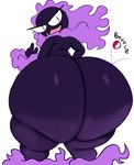 2023 ambiguous_gender big_butt black_body butt english_text gastly generation_1_pokemon hi_res huge_butt huge_hips huge_thighs humanoid hyper hyper_butt inuzu looking_back nintendo not_furry nude onomatopoeia open_mouth pokeball pokemon pokemon_(species) purple_body solo sound_effects text thick_thighs wide_hips
