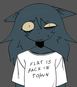 anthro blue_ears blue_hair bodily_fluids clothed clothed_anthro clothed_female clothing collarbone eye_through_hair eyelashes female female_anthro flat_chested front_view grey_background hair looking_at_viewer notched_ear purple_tongue shirt simple_background solo sweat sweatdrop t-shirt text text_on_clothing text_on_shirt text_on_t-shirt text_on_topwear tongue tongue_out topwear translucent translucent_hair white_clothing white_shirt white_t-shirt white_topwear xarop77 catwitch_(xarop77) domestic_cat felid feline felis mammal 2025 digital_drawing_(artwork) digital_media_(artwork) english_text half-length_portrait hi_res portrait