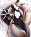 anthro breasts china claws cleavage clothed clothing dress female female/female fluffy nails paws solo tail oxygeni dreamworks kung_fu_panda zhen_(kung_fu_panda) canid canine corsac_fox fox mammal true_fox 2024 absurd_res hi_res