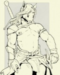 2014 abs anthro armor belt biceps big_muscles clothing equine fur grin hair horse loincloth long_hair looking_at_viewer male mammal monochrome muscles navel nipple_piercing nipples pecs piercing pose sketch smile solo standing sword toned topless trogan vein warrior weapon
Rating: Safe
Score: 3
User: Peekaboo
Date: January 21, 2014