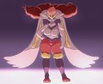 anthro big_breasts breasts featureless_breasts female fur long_ears red_eyes solo standing white_body white_fur nikuq_owata nintendo pokemon generation_8_pokemon gigantamax_cinderace gigantamax_pokemon pokemon_(species)