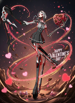 3_fingers black_bottomwear black_clothing black_skirt bob_cut bone_arm bottomwear box box_of_chocolates breasts candy chocolate clothing container dessert female fingers food front_view glistening glistening_arms glistening_legs gradient_background grey_clothing grey_hair grey_shirt grey_topwear hair heart_symbol heterochromia holding_box holding_container holding_object holidays long_arms long_fingers long_hair long_legs looking_at_viewer machine mechanical_arm mechanical_leg medium_breasts metallic not_furry on_one_leg pleated_skirt red_eyes shirt simple_background skirt solo standing text topwear very_long_legs wire ai_assisted ai_generated_background deino_(artist) deino_(modeler) valentine's_day calne_ca nato-kun humanoid robot robot_humanoid 2026 3d_(artwork) autodesk_3ds_max_(artwork) digital_media_(artwork) english_text full-length_portrait hi_res portrait