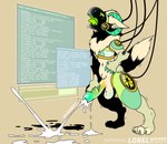 4_toes 5_fingers anthro balls balls_blush blush bodily_fluids body_blush bovid_horn brainwashing caprine_horn circumcised claws code cum cum_bounce cum_on_ground cumshot digitigrade ejaculation erection error feet fingers forced forced_orgasm genital_fluids genitals green_claws green_horn green_penis hand_on_penis horn humanoid_genitalia humanoid_penis machine male mind_control orgasm orgasm_control orgasm_face penis programming protogen_hacking ram_horn solo toes unstoppable_orgasm lonelycharart ravi_the_protogen protogen robot absurd_res full-length_portrait green_theme hi_res portrait