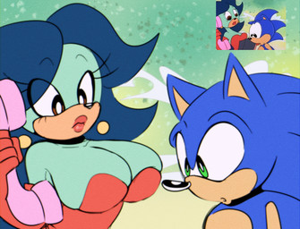 big_breasts blue_body blue_fur blue_hair breasts clothed clothing duo eyelashes female fur green_body green_eyes green_fur hair lipstick machine makeup male male/female scene_parody scene_reference ninotrash adventures_of_sonic_the_hedgehog sega sonic_the_hedgehog_(series) breezie_hedgebot_robotnik breezie_the_hedgehog sonic_the_hedgehog eulipotyphlan hedgehog mammal robot hi_res
