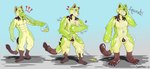 dessert exclamation_point food fur goo_transformation green_body green_eyes green_fur ice_cream latex lock_bulge male mint_chocolate_chip null_bulge onomatopoeia permagrin pool_toy rubbing slime sound_effects squeaking summer text transformation vinyl riggedreded goo_creature 2024 hi_res