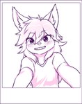 anthro clothed clothing eyebrow_through_hair eyebrows female hair inner_ear_fluff polaroid_photo solo translucent translucent_hair tuft young young_anthro young_female aogami canid canine mammal hi_res