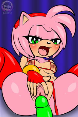 accessory anthro areola breasts clitoris clothing clothing_aside dildo dildo_in_vagina dildo_insertion female fingerless_gloves fur genitals gloves green_eyes hair hair_accessory hairband half-closed_eyes handwear legwear looking_at_viewer looking_pleasured narrowed_eyes nipples open_mouth panties panties_aside penetration pink_body pink_fur pink_hair sex_toy sex_toy_in_vagina sex_toy_insertion solo spread_vulva spreading tongue underwear underwear_aside vaginal vaginal_penetration vulva sirjzau sega sonic_the_hedgehog_(series) amy_rose eulipotyphlan hedgehog mammal absurd_res hi_res