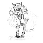 anthro breast_curtains breasts claws female hands_on_knees hands_on_legs leaning leaning_forward looking_at_viewer mask smile solo standing quake-1 nintendo pokemon generation_9_pokemon meowscarada pokemon_(species) 1:1 hi_res monochrome sketch