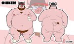 anthro balls belly big_belly butt clothing eyewear flaccid genitals glasses hat headgear headwear male moobs nipples one_eye_closed overweight overweight_male penis pink_body pubes small_penis solo wink artur_oink domestic_pig mammal suid suine sus_(pig) 2022 absurd_res hi_res