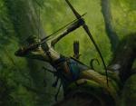 aiming anthro apode archer arrow_(weapon) bent_back bow_(weapon) branch clothing coiling detailed_background forest holding_object holding_weapon legless male nature outside plant quiver_(object) ranged_weapon serpentine solo tree weapon steven_belledin hasbro magic:_the_gathering wizards_of_the_coast draconcopode naga reptile scalie snake official_art restricted_palette signature