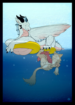 2_penises 3_toes 4_toes animal_genitalia animal_penis anthro anthro_on_feral balls beak bestiality black_border black_claws black_horn blep border bubble butt claws diphallism duo erection feathered_wings feathers feet feral fingers floating frill_(anatomy) fully_sheathed fully_submerged fur genital_slit genitals green_eyes handjob hemipenes horn inflatable inner_tube knot knotted_penis larger_feral larger_male long_neck looking_back looking_down looking_down_at_another male male/male male_feral multi_genitalia multi_penis nude orange_eyes partially/fully_submerged partially_submerged pawpads paws penile penis penis_grab pink_body pink_scales pool_toy red_genitals red_penis scales sex sheath simple_background size_difference smaller_anthro smaller_male spread_legs spreading surprised swimming tail tan_body tan_fur tan_genitals thick_penis toe_claws toes tongue tongue_out underwater underwater_sex water white_body white_scales white_wings wings yellow_eyes awoope european_mythology mythology charlie_(awoope) avian bird dragon gryphon mythological_avian mythological_creature mythological_scalie scalie western_dragon 2026 absurd_res digital_drawing_(artwork) digital_media_(artwork) hi_res