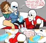 blush bone clothed clothed_sex clothing dialogue erection fellatio female genitals group heart_symbol magic magic_penis male male/male not_furry oral penile penis sex skeleton text tongue tongue_out nsfwshamecave undertale undertale_(series) frisk_(undertale) papyrus_(undertale) sans_(undertale) animated_skeleton human mammal undead comic english_text incest_(lore)