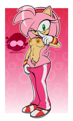 accessory anthro bottomwear bottomwear_down breasts clothed clothing clothing_lift female flashing flashing_breasts flashing_pussy footwear fur genitals gloves green_eyes hair_accessory hairband handwear one_eye_closed pants pants_down partially_clothed pink_body pink_fur pubes shirt shirt_lift shoes smile solo topwear vulva voidsdroids sega sonic_riders sonic_the_hedgehog_(series) amy_rose eulipotyphlan hedgehog mammal absurd_res hi_res watermark