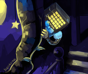 clothing dress hiding machine male moon not_furry plant solo stage stairs star vines deadsalesman undertale undertale_(series) mettaton robot