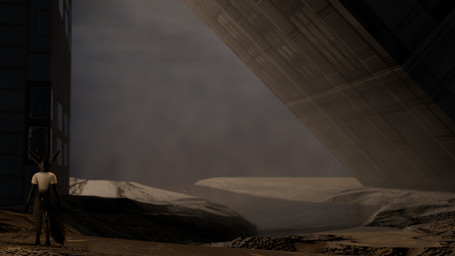 anthro building clothed clothing fog male shirt solo standing topwear white_clothing white_shirt white_topwear draegyn draegyn_(character) canid canine fox mammal rexouium 16:9 3d_(artwork) digital_media_(artwork) hi_res widescreen