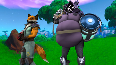 anthro belly big_belly bloated breasts chug_jug duo female huge_belly hyper hyper_belly inflation male male/female nipples overweight shadow_face tail lostinloopholes epic_games fortnite fennix_(fortnite) raven_team_leader bear canid canine fox mammal red_fox true_fox 16:9 3d_(artwork) digital_media_(artwork) hi_res source_filmmaker_(artwork) widescreen