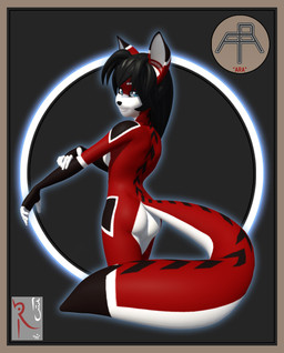 anthro biped black_body black_fur black_hair blue_eyes border breasts butt cybernetics female fur hair long_hair looking_at_viewer looking_back machine multicolored_body multicolored_fur nude orange_border red_body red_fur side_boob solo standing tail white_body white_fur conditional_dnp fluff-kevlar ara_(fluff-kevlar) android canid canine cyborg domestic_cat felid feline felis fox mammal robot 2009 3d_(artwork) autodesk_maya_(artwork) digital_media_(artwork)