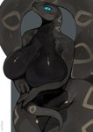 anthro big_breasts biped black_body black_scales blue_sclera breasts female huge_breasts nude scales solo thick_thighs lbt9000 rook_(returnaddress) african_viper gaboon_viper reptile scalie snake viper 2024 hi_res