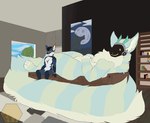 absorption_vore alternate_color alternate_species anthro big_tail clothing clothing_theft collar collar_only duo endosoma fluffy fluffy_tail fur glitch hair horn inside lying machine male male/male markings nude open_mouth pawpads paws relaxing safe_vore size_difference smile stealing sucked_in tail visor visor_only vore white_body honeyfly canid canine canis coyote mammal protogen animated digital_media_(artwork) short_playtime