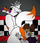 alternate_species anal balls duo fap_(sound_effect) furrification genitals interspecies male male/male masturbation obscured_masturbation onomatopoeia oral penile penile_masturbation repeated_text rimming sex sound_effects text artemthehalf five_nights_at_freddy's five_nights_at_freddy's_world scottgames lolbit_(fnaf) canid canine fox human mammal