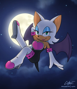 boots clothed clothing female flying footwear gloves handwear light looking_at_viewer moon moonlight night shoes wings codyf0xx sega sonic_the_hedgehog_(series) rouge_the_bat bat mammal absurd_res hi_res