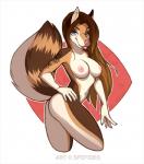 anthro areola blue_eyes breasts brown_hair ear_piercing female hair hand_on_hip industrial_piercing looking_at_viewer nipples nude one_eye_closed piercing smile solo standing wink ei-ka spefides gradie canid canine canis domestic_dog fox german_shepherd herding_dog hybrid mammal pastoral_dog 2018 digital_media_(artwork)