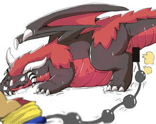 ambiguous_gender anal anal_penetration black_body black_scales breath claws duo fart fart_fetish feral hair hose hose_inflation inflation membrane_(anatomy) membranous_wings multicolored_body multicolored_scales penetration quadruped red_body red_hair red_scales scales side_view simple_background solo_focus tail two_tone_body two_tone_scales white_background wings unknown_artist mythology dragon mythological_creature mythological_scalie scalie digital_media_(artwork) full-length_portrait hi_res portrait source_request