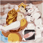 after_kiss anal anal_penetration anthro anthro_on_anthro anthro_penetrated anthro_penetrating anthro_penetrating_anthro balls balls_deep black_eyes blush blush_lines bodily_fluids braided_hair breath cum cum_in_ass cum_inside drooling duo ejaculation erection eye_contact french_kissing fur genital_fluids genitals hair happy heart_symbol holding_head inside internal kissing kissing_while_cumming kissing_while_penetrated kissing_while_penetrating looking_at_another male male/male male_penetrated male_penetrating male_penetrating_male muscular muscular_anthro muscular_male nipple_piercing nipples nude nude_anthro nude_male orange_body orange_fur penetration penile penile_penetration penis penis_in_ass piercing saliva saliva_string sex smile stand_and_carry_position standing standing_sex steam tail tattoo thrusting tongue tongue_out white_body white_fur sadness3verde3n canid canine canis mammal wolf 2024 animated digital_media_(artwork) hi_res no_sound pixel_(artwork) pixel_animation webm