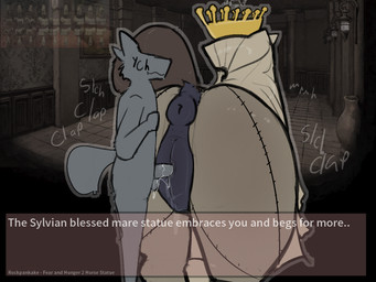 animal_genitalia animal_vulva anthro anus bestiality crown duo equine_genitalia equine_vulva female feral gameplay_mechanics genitals headgear humanoid_genitalia humanoid_penis male male/female penis screen sculpture statue text text_box vulva rockpankake fear_&_hunger_2:_termina fear_and_hunger ych_(character) canid canine equid equine horse mammal 2025 4:3 digital_media_(artwork) english_text hi_res