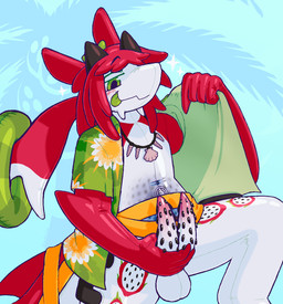 2_penises aloha_shirt animal_genitalia animal_penis anthro arm_fin balls belly_valve biped claws clothed clothing coconut_tree countershade_face countershade_torso countershading dorsal_fin dragon_fruit dragon_fruit_markings erection feet fin finger_claws fingers floral_pattern food fruit fruit_tree genitals gesture glistening hair hand_gesture handle handles_on_hips hemipenes hindpaw holding_penis horn inflatable inner_tube latex looking_at_viewer male markings multi_genitalia multi_penis multicolored_body open_clothing open_mouth open_shirt open_topwear palm_tree pattern_clothing pattern_shirt pattern_topwear paws penis pivoted_ears plant pointing pointing_at_penis pool_toy red_body red_hair shell shell_necklace shirt short_horn simple_background small_horn smile solo sparkles spiked_penis spikes spikes_(anatomy) straps tail tail_fin text tongue tongue_out topwear translucent translucent_belly tree two_tone_body white_body vexedcalyx animate_inanimate fish living_inflatable marine scalie shark 2025 character_request colored digital_drawing_(artwork) digital_media_(artwork) english_text hi_res shaded