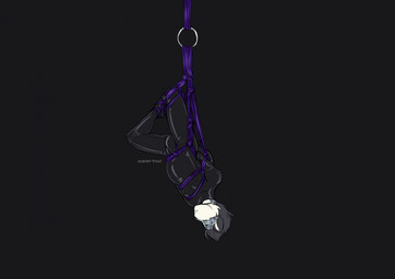 anthro arms_tied bdsm black_bodysuit black_clothing black_hair black_latex black_skinsuit bodysuit bondage bound clothing fully_bound fur grey_body grey_fur hair latex latex_bodysuit latex_clothing latex_skinsuit legs_tied male markings multicolored_body multicolored_fur restraints rope rope_bondage rope_harness skinsuit solo spots spotted_body spotted_fur suspension suspension_bondage tight_clothing upside_down white_body white_fur scarlet-frost kayz_(snepkayz) felid mammal pantherine snow_leopard 2023 hi_res