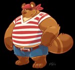 anthro belly biped bottomwear brown_body brown_fur brown_nose clothing eye_patch eyewear fur male overweight overweight_male pirate_outfit shirt shorts simple_background solo topwear transparent_background greenendorf animal_crossing nintendo tom_nook_(animal_crossing) canid canine mammal raccoon_dog tanuki 2014 alpha_channel