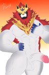 abs anthro balls barazoku big_balls gem genitals glans hair hand_on_pecs looking_at_viewer male muscular muscular_male pec_grab pecs penis red_hair serious_face solo yellow_eyes dezoff nintendo pokemon generation_8_pokemon legendary_pokemon pokemon_(species) zamazenta absurd_res hi_res