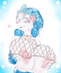 anthro areola big_areola big_breasts big_nipples blue_hair blue_sclera breast_squish breasts clothed clothing female fishnet_clothing fishnet_topwear hair hair_bun heart_symbol holding_breast huge_breasts huge_nipples lips lipstick looking_at_viewer makeup mostly_nude nipples partially_clothed pink_areola pink_nipples presenting presenting_breasts purple_eyes smile solo squish topwear cladz nintendo pokemon marina_o'donna_(r-mk) generation_7_pokemon mammal marine pinniped pokemon_(species) primarina seal 2019 5:6 absurd_res digital_media_(artwork) hi_res