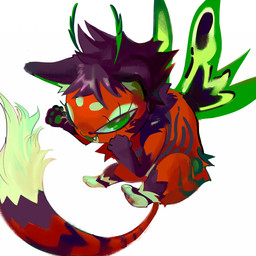 antennae_(anatomy) big_eyes big_head chibi fluffy fluffy_tail flying fur green_eyes hair insect_wings looking_at_viewer pawpads paws purple_hair red_body red_fur simple_background smile striped_body striped_fur stripes tail white_background wings mighty-whydah arthropod butterfly felid hybrid insect lepidopteran mammal pantherine tiger 1:1 digital_media_(artwork) digital_painting_(artwork) painting_(artwork)