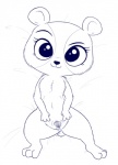 anthro bear biped blue_and_white bodily_fluids breasts clitoris featureless_breasts female flat_chested fur genital_fluids genitals giant_panda hasbro littlest_pet_shop littlest_pet_shop_(2012) looking_at_viewer lying mammal monochrome on_back penny_ling presenting presenting_pussy pussy rawrunes solo spread_legs spread_pussy spreading vaginal_fluids
