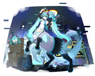 accessory armwear black_bottomwear black_clothing black_leggings black_legwear black_skirt blue_body blue_eyes blue_hair blue_necktie bottomwear breasts clothed clothed_female clothed_taur clothing collared_shirt detached_sleeves electronics exposed_belly female hair headgear headphones headset holding_microphone holding_object hooves leggings legwear long_hair microphone navel necktie pigtails shirt skirt solo split_form taur_clothing taurified topwear white_clothing white_shirt white_topwear neoz european_mythology greek_mythology mythology vocaloid yamaha_corporation hatsune_miku centaur equid equid_taur humanoid_taur mammal mammal_taur taur 5:4 absurd_res hi_res