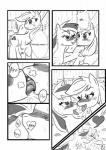 2012 applejack_(mlp) barn black_and_white comic cutie_mark dialogue duo earth_pony english_text equid equine feathered_wings feathers female female/female feral freckles french_kissing friendship_is_magic hasbro hay hi_res horse kiss_on_lips kissing mammal monochrome my_little_pony mythological_creature mythological_equine mythology open_mouth pegasus pony rainbow_dash_(mlp) rhk simple_background tail text white_background wing_boner wings