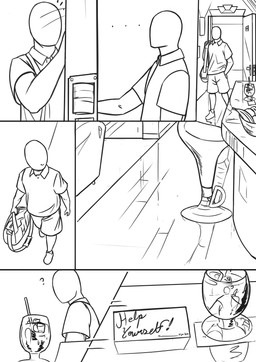 bag beverage bottomwear chair clothing confusion door food fruit furniture hotel_room inside male message not_furry note plant shirt shorts solo topwear redout nickelodeon t.u.f.f._puppy 2019 absurd_res comic digital_drawing_(artwork) digital_media_(artwork) hi_res monochrome