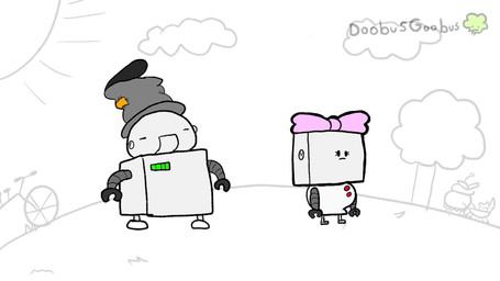 accessory bicycle biped blush bow_ribbon clothing cloud dancing day dot_eyes duo empty_wallet eyebrows eyelashes eyes_closed female gesture hair_accessory hair_bow hair_ribbon hand_gesture hand_holding hand_mirror hat headgear headwear heart_symbol holding_mirror holding_object holding_wallet hug kissing looking_at_mirror looking_at_object looking_at_viewer machine male metallic_body mirror plant ribbons riding_bike robotic_arm romantic simple_background simple_eyes singing smile square_body square_head standing stroller sun surprised tandem_bicycle text top_hat tree vehicle wallet white_background doobus_goobus daisy_bell_(bicycle_built_for_two) unnamed_character humanoid robot robot_humanoid 16:9 2021 2d_animation animated digital_drawing_(artwork) digital_media_(artwork) english_audio english_description english_text hi_res long_playtime sound subtitled text-to-speech watermark widescreen