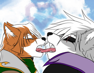 2014 anthro black_nose canine clothing cloud eyes_closed facial_scar fox fox_mccloud french_kissing gay hair kissing long_hair male mammal open_mouth rath-raholand scar sharp_teeth star_fox teeth tongue tongue_out video_games wolf wolf_o'donnell
Rating: Questionable
Score: 3
User: darkfurr
Date: February 02, 2014