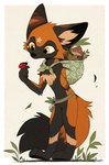 anthro black_body black_fur black_nose duo feral fungus fur leaf mushroom orange_body orange_fur plant smile solo_focus tan_body tan_fur aseethe arthropod beetle canid canine cross_fox cucujoid fox insect ladybug mammal red_fox true_fox 2023 digital_media_(artwork) hi_res signature